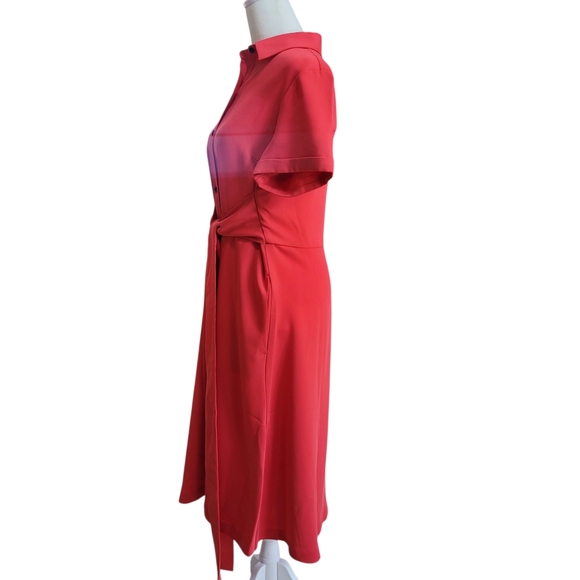 *NWT* J.Jill Elegant Poppy Red Button-Front Belted‎ Shirt Dress Size S - Picture 2 of 9